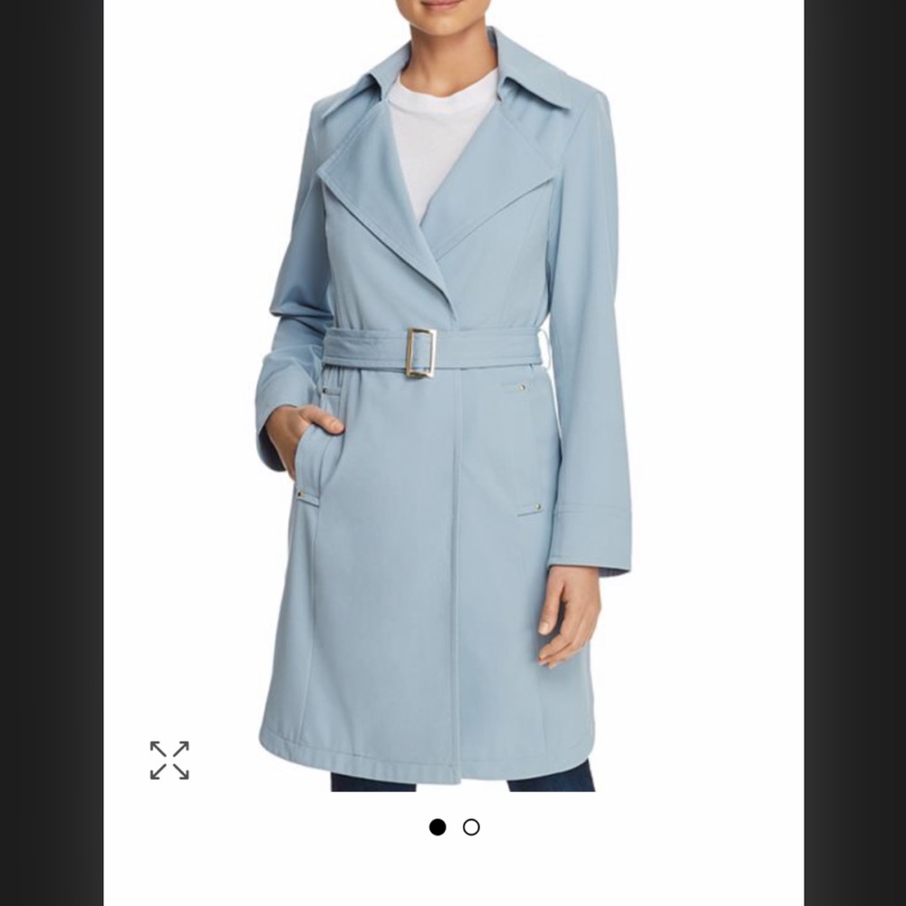 VINCE CAMUTO baby blue Belted Crepe Trench Coat
